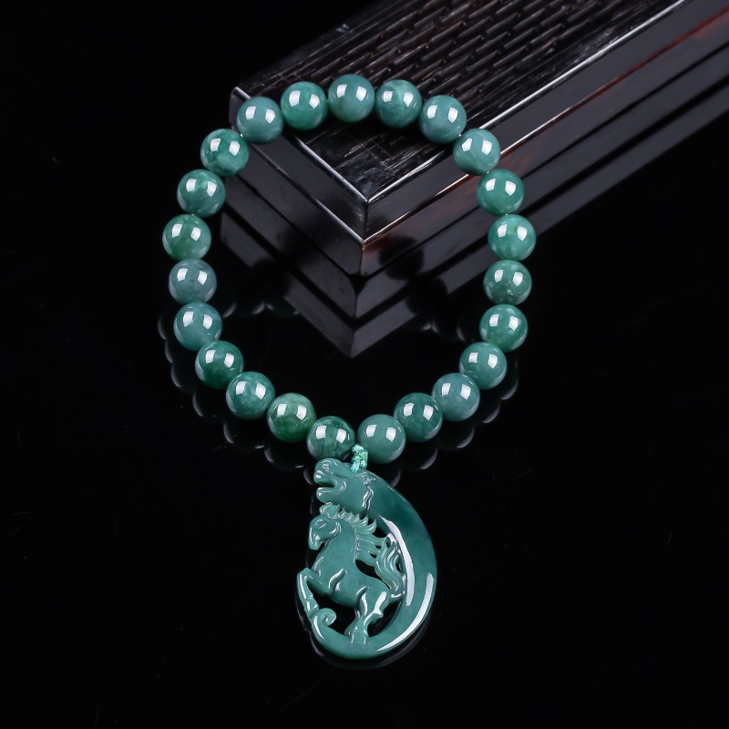 Jewelry & Watches Store - Pulseira de Contas de Jadeíta Azul