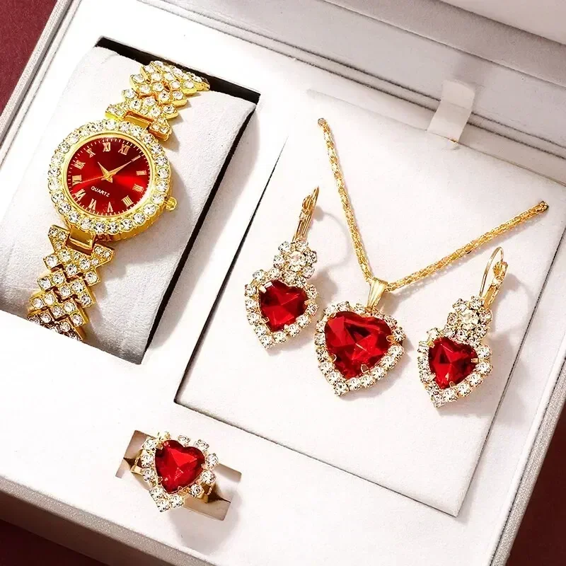 Jewelry Clasp Watches - Conjunto de Joias de Luxo Dourado