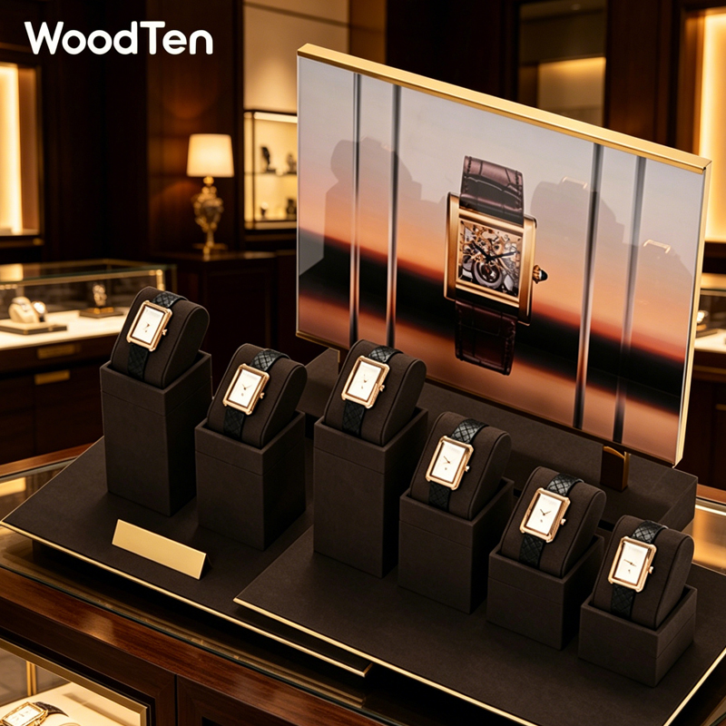 Watches Jewelry Holder - Suporte de Relógio WoodTen em Microfibra,