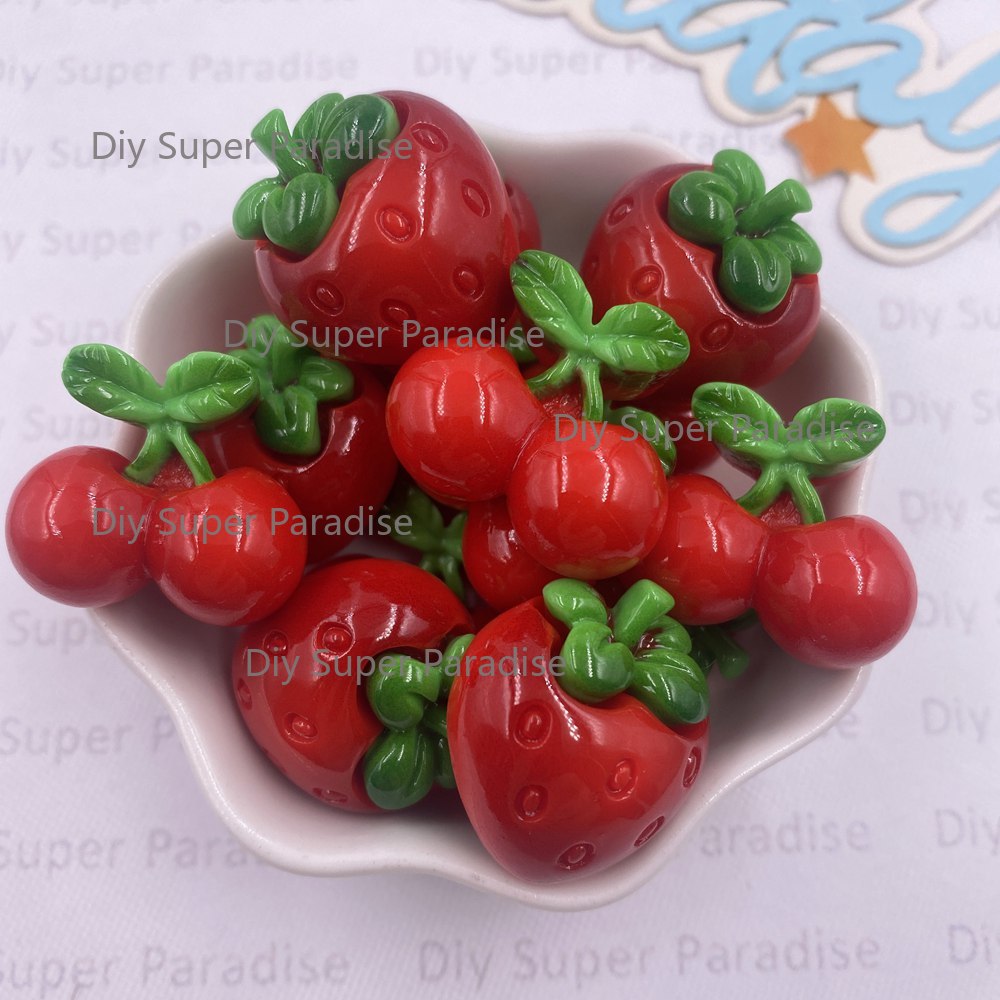 Paradise Jewelry & Watches Llc - 8 pçs resina kawaii colorido vermelho