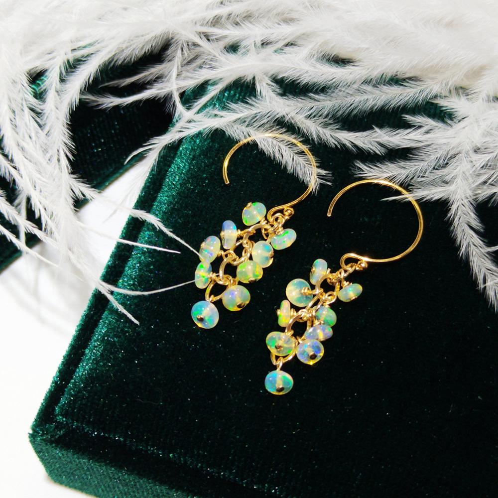 Opal Earrings Dangle - Lii ji natural etiópia opala 14k