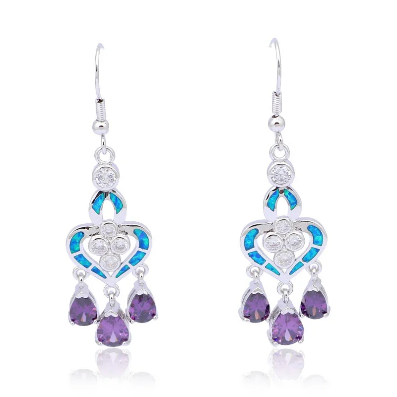 Brincos em Forma de Coração co - Opal Earrings Dangle avaliação e preço