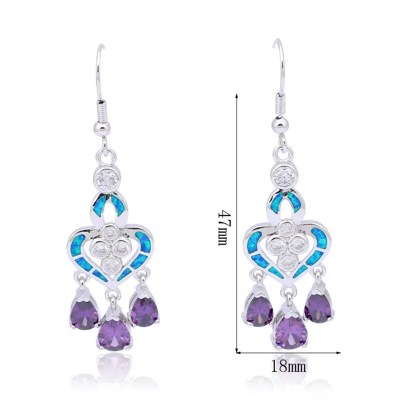 Brincos em Forma de Coração co - Opal Earrings Dangle avaliação e preço
