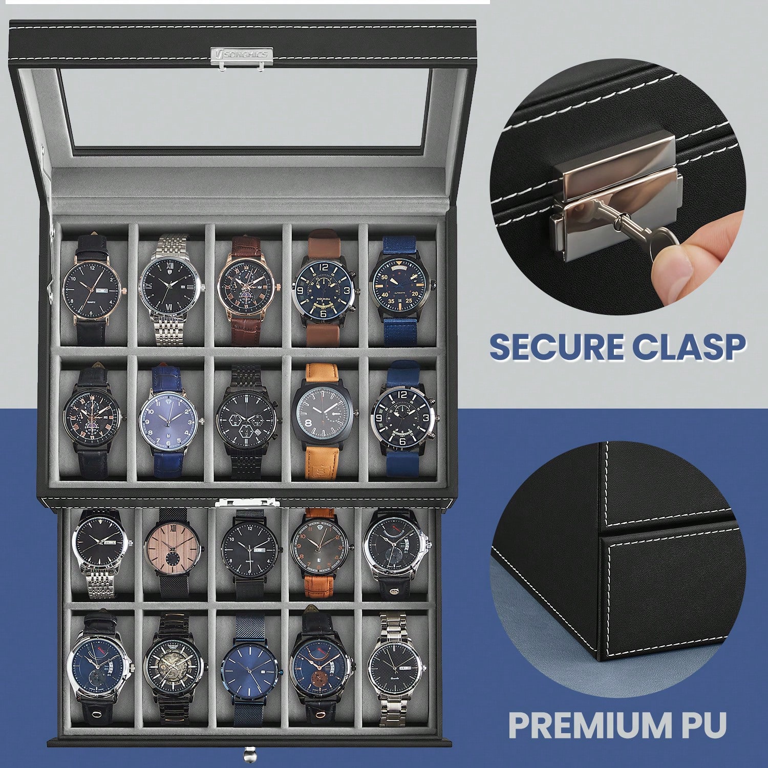 Caixa para Relógios com 20 Com - Watches Jewelry Holder avaliação e preço