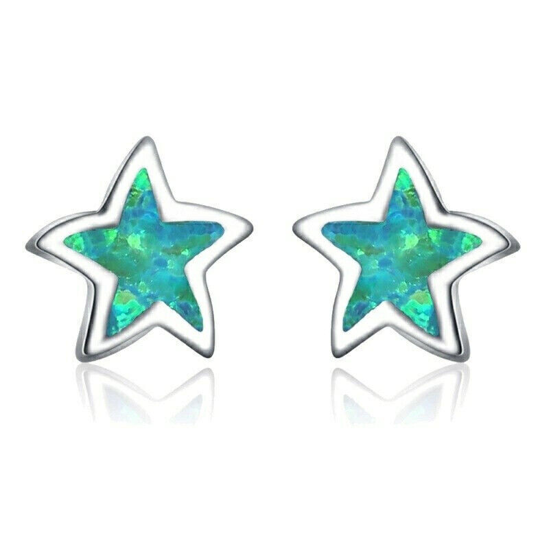 1 par verde/azul/branco pentag - Opal Earrings Dangle avaliação e preço