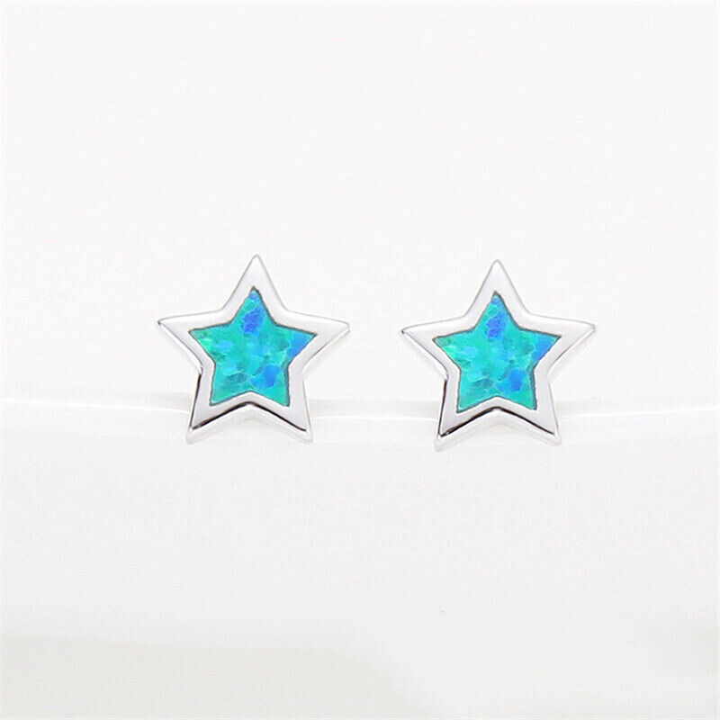 1 par verde/azul/branco pentag - Opal Earrings Dangle avaliação e preço